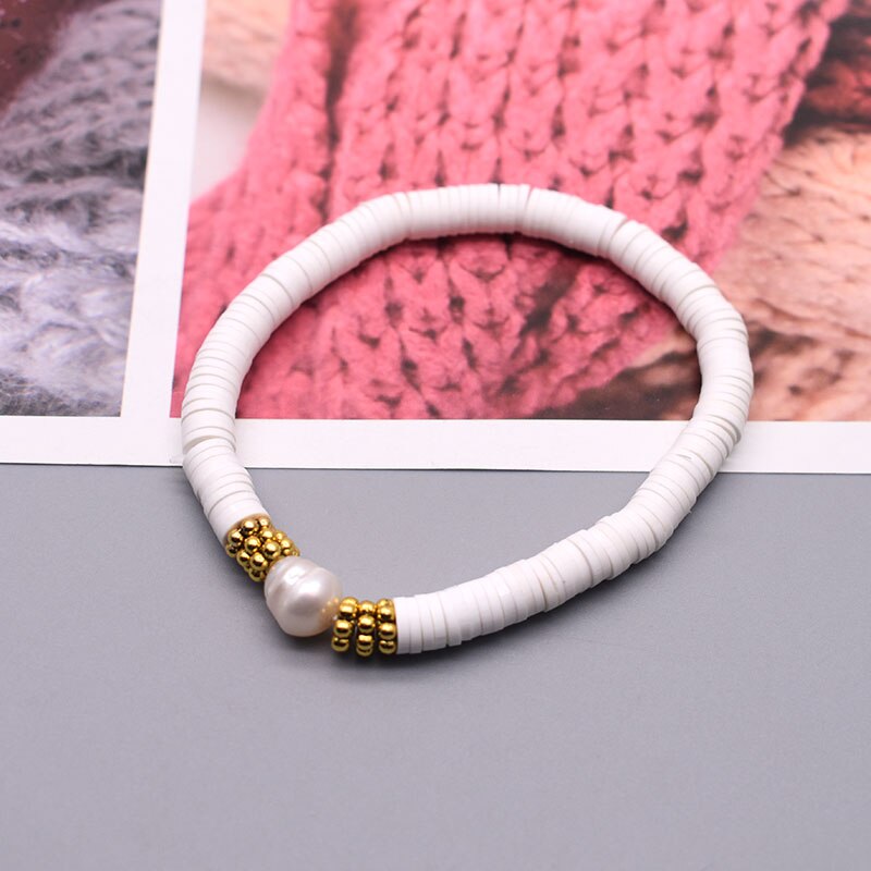 Boho parelbedelarmbanden van polymeerklei met 6mm kralen, armband voor dames, zomerse strandarmbanden, 2022: 1