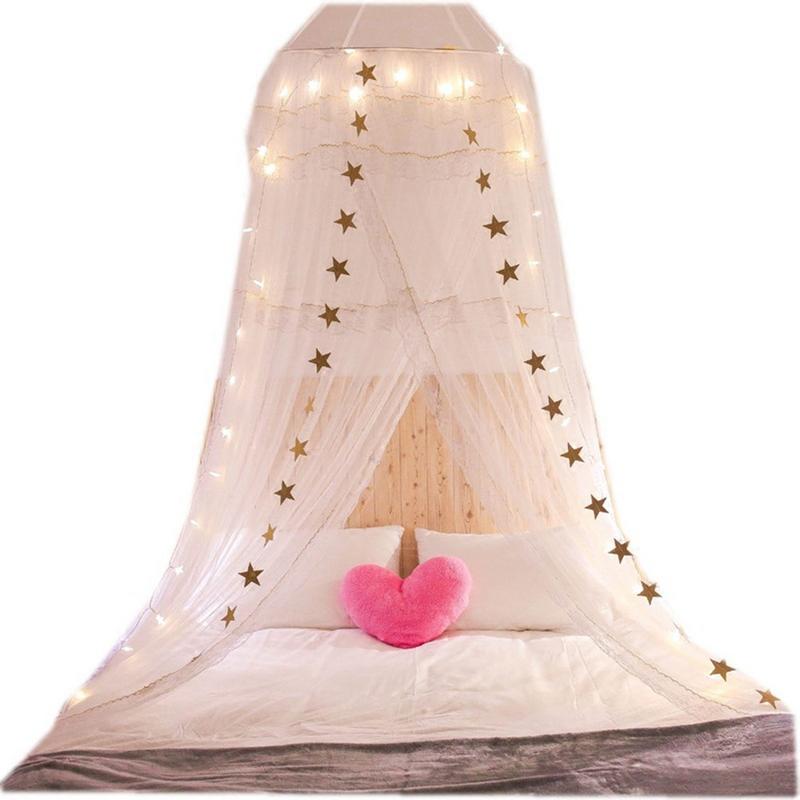 Summer Children Kid Princess Bedding Mosquito Net Romantic Baby Girl Round Bed Mosquito Net Bed Cover Bed Canopy Dream Bedroom: Default Title
