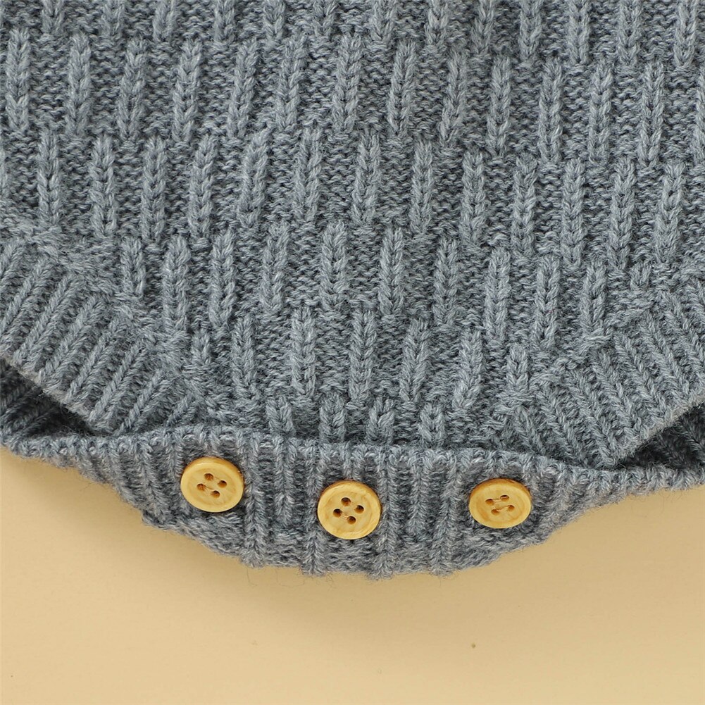 Citgeett Herfst Baby Meisjes Jongens Gebreide Romper Set Mouwloze Driehoek Knop Een Stuk Solid Hoed Lente Mode Kleding