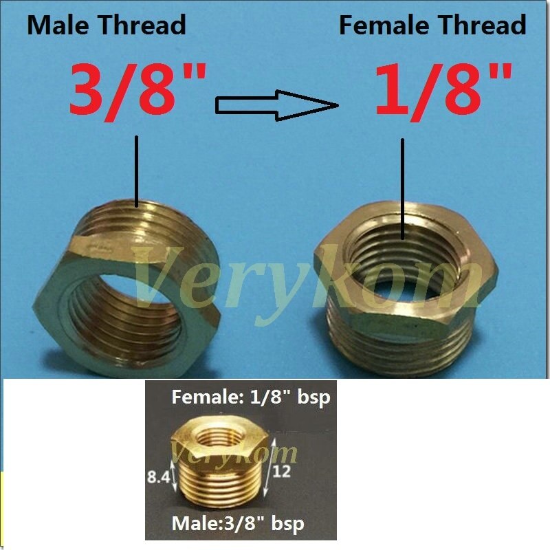 10x Verykom Pneumatische Messing Verloopstuk Fitting 3/4 "1/2" Male Naar 1/8 "3/8" 1/4 "Vrouwelijke Verminderen adapter Lucht Water Gas DN10/15/20/25: DN10-DN6