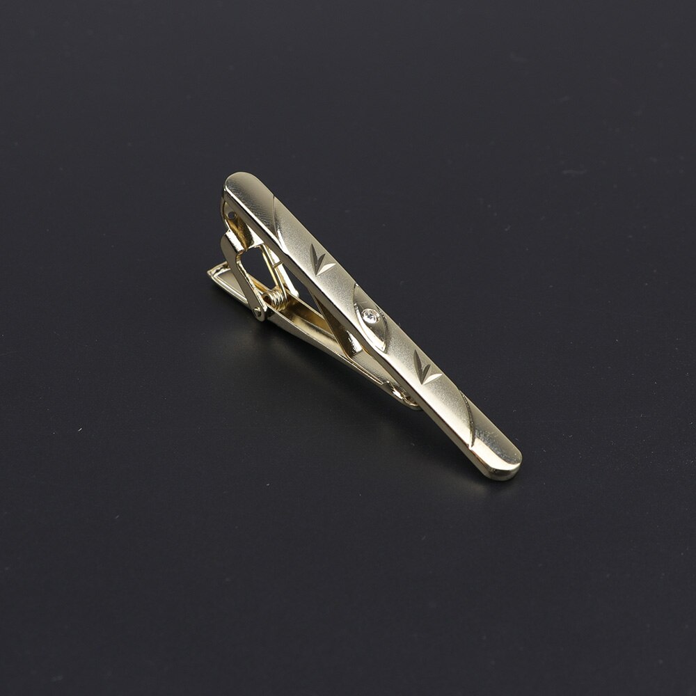 Slips klip klassisk trendy mænd guld krystal juvel metal mandlig business banket bar slips clips lås tilbehør: 16