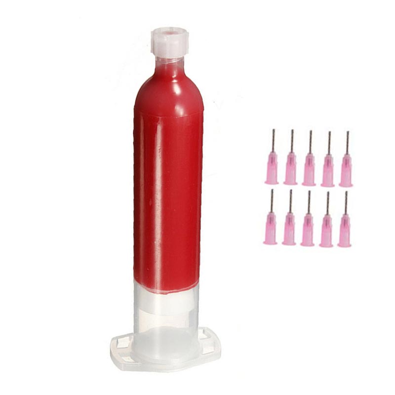 1/2pcs 30ml/38g Red Glue Epoxy Resin Adhesives for BGA Chip Resistors Capacitors IC Chips SMT SMD Repair with 10pcs Needles
