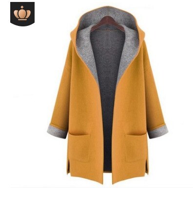 Mujer invierno herfst plus size losse jas dames lange jassen koreaanse styl dame jas abrigos mujer elegante l -5xl: Geel / Ik