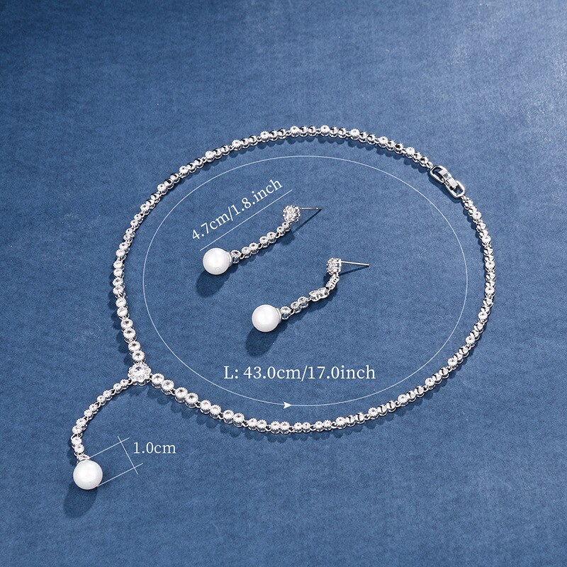 WEIMANJINGDIAN Nuovo Arrivo Borsette di Goccia Della Perla e Lunetta Impostazione cubo Zirconia CZ di Cristallo di Cerimonia Nuziale impostato di Gioielli Da Sposa