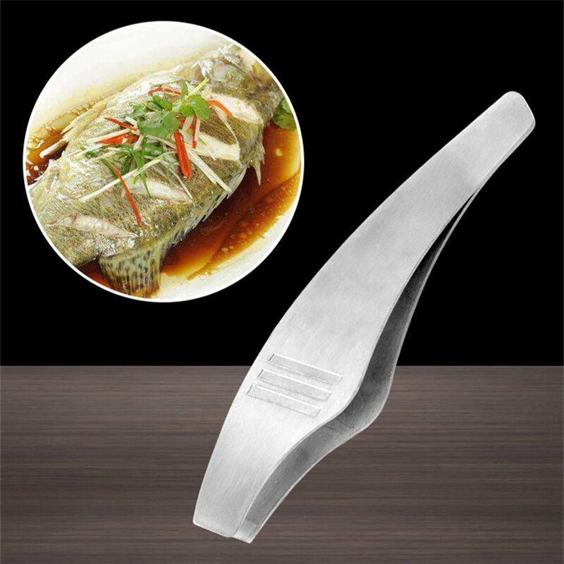 Pinzas de acero inoxidable para hueso de pescado, pinzas para alimentos, herramienta de depilación, pinzas para jamón en ángulo, herramienta para mariscos, 1 unidad