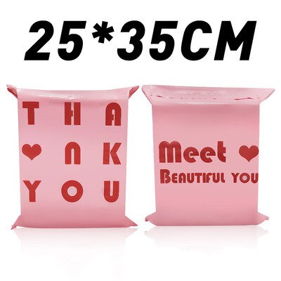 100 pezzi verde nuovo materiale Mailer spessa borsa espressa rosa lettera spedizione imballaggio sacchetto corriere poli sacchetto di trasporto posta di plastica: pink  25x35cm