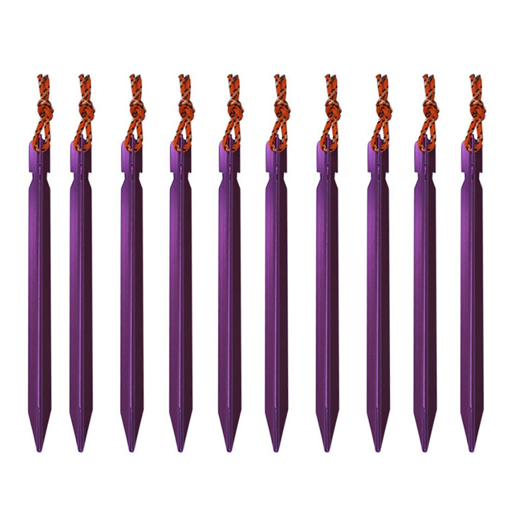 5 stücke Heringe 18cm Aluminium Zelt Stake mit Seil Im Freien Zelt Nagel Peg Camping Wandern Ausrüstung Reisen Zelt zubehör: 10pcs Purple