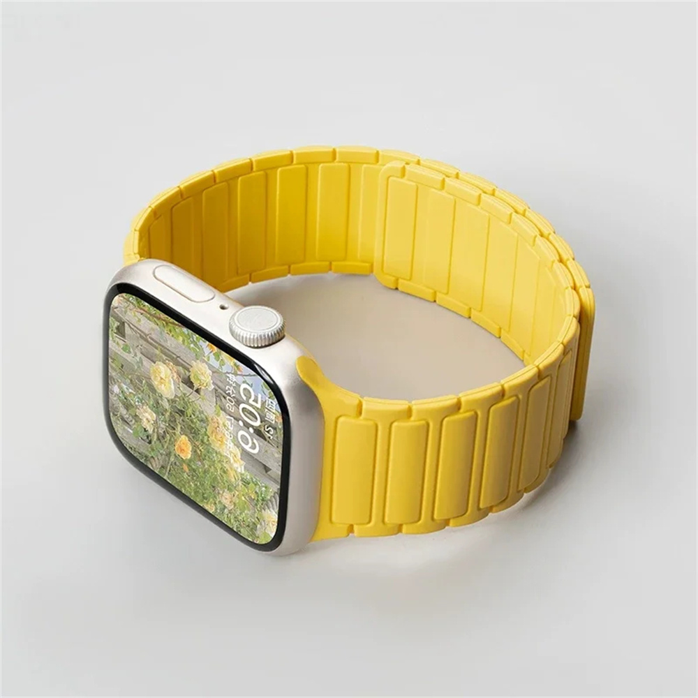 Soft Magnetic Silicone Strap for Apple Watch Ultra 2 49mm 46mm 42mm 45mm 41mm 44mm 40mm Band for IWatch Series 10 9 8 7 6 SE 5 4