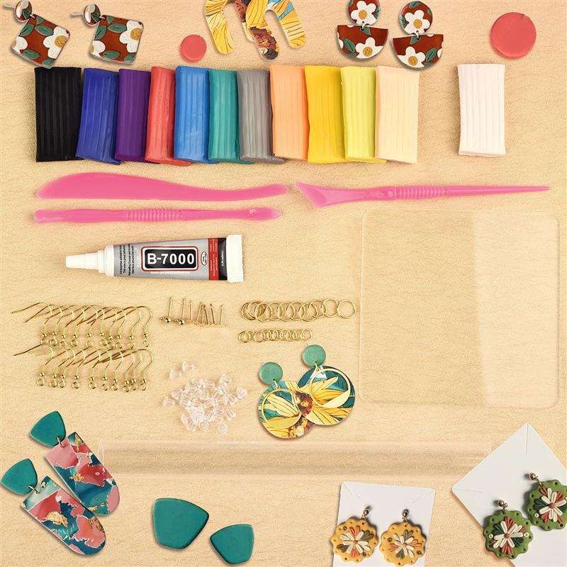 DIY Clay Earrings Sets Soft Polymer Ear Hooks Jewelry Making Kits With Glue Jewelry Accessories Jump Ring Earplugs For User: Default Title