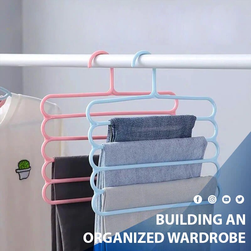 Multi-Functional 5-Layer Pants Hangers Holders Trousers Hanger Storage Rack Wardrobe Closet Organizer Clothing Hangers Space Sav