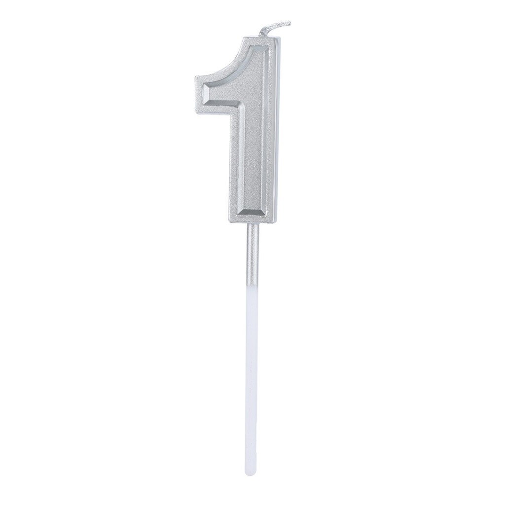 1PC Silver Number 0-9 Birthday Numeral Candles Light Home Wedding Birthday Party Decoration Led Candles birthday candle L300110: A