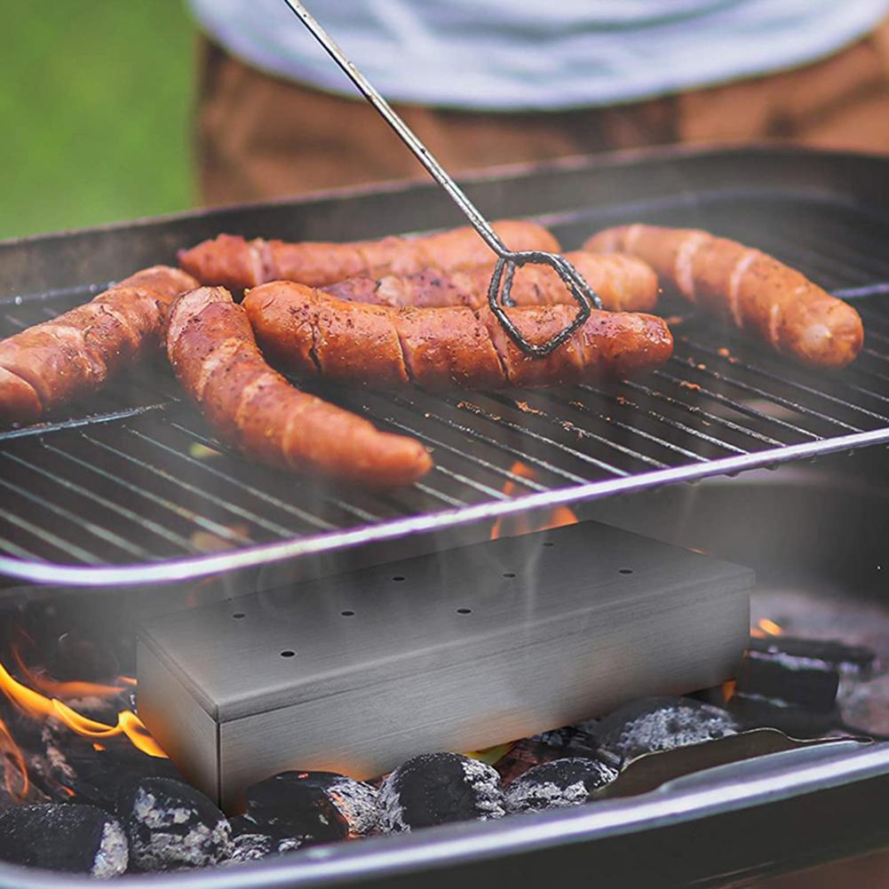 Outdoor BBQ Products Stainless Steel Smoker BOX BBQ Stainless Steel Smoke Box Kichen Tools Cooking Tools Bacon Mini Box
