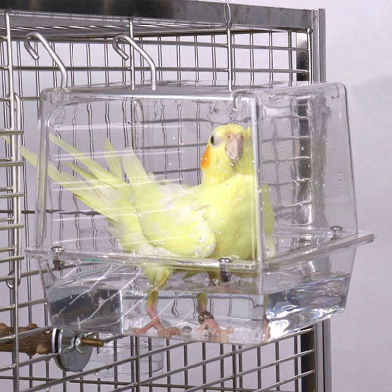 Jaula de Baño de aves con doble gancho, ajustable, grande, con visión clara, Pet L69B