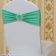 Mint Groen Kleur Spandex stoel sjerp bruiloft stoel sjerpen met ronde gesp lycra stretch sash voor stoel spandex band universele