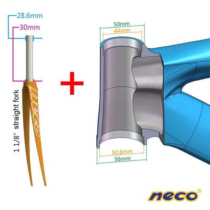 Neco bike headset for giant atx xtc od2 44 50.6 mm mtb bike mountain bearing headset straight tapered fork 28.6 31.8 38.1 33: 28.6 straight fork
