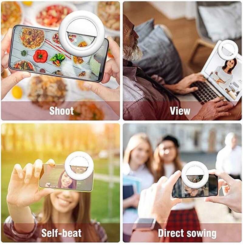 Portable Selfie Light LED Ring Flashlight USB Rechargable 3 Modes Lightning Mobile Phone Selfie Lamp For Universal Smartphone