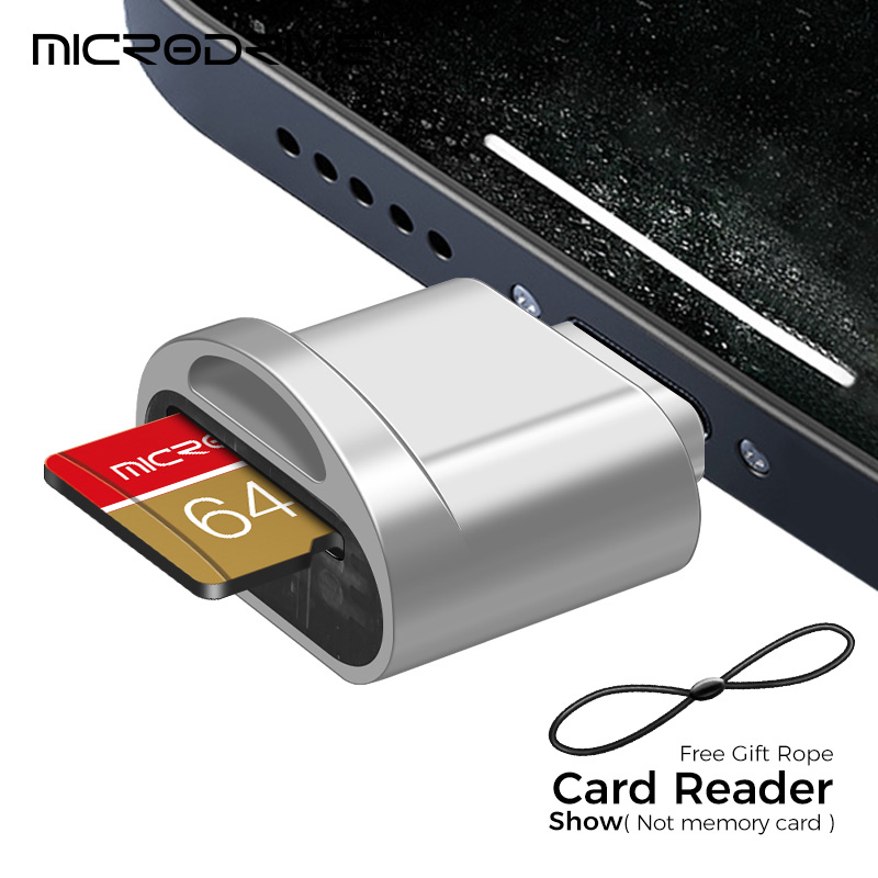 Micro tf sd-kortläsare konverterare för iphone ipad otg till micro sd-kortläsare tittaradapter minneskortläsning stöd ios 13: Silver-