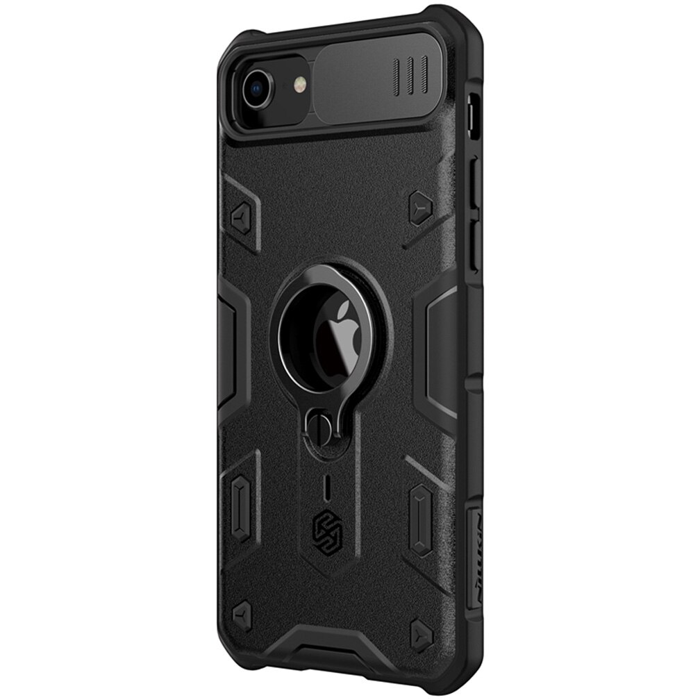 Für iPhone SE SE2 SE 2 fallen Nillkin CamShield Rügestochen Stoßstange fallen mit Ring Ständer gleiten Abdeckung Für iPhone 7 / 8: Pro iPhone 8 / Schwarz