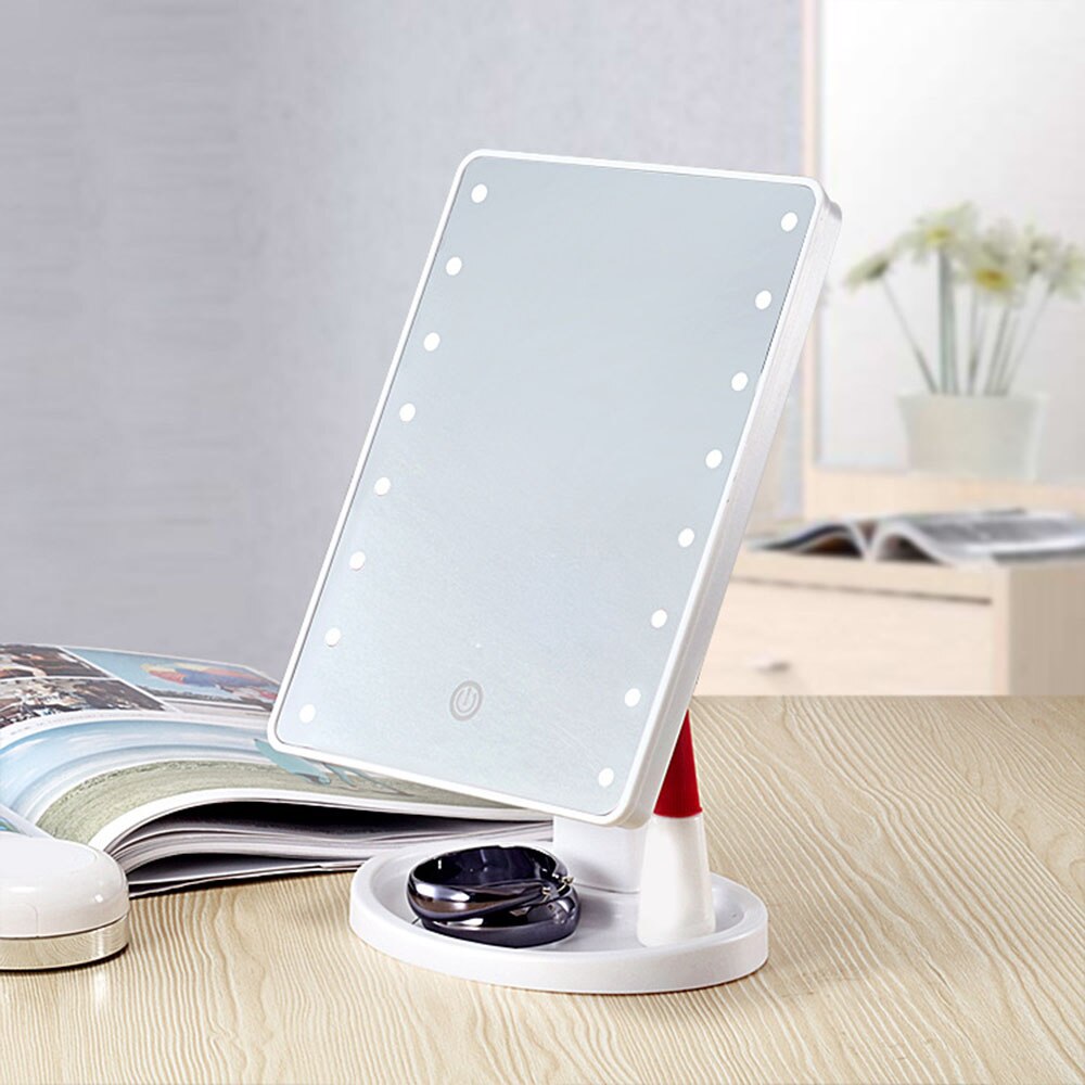 Nuevos Espejos de maquillaje profesionales de LED iluminados con luz LED ajustable 16/22 espejos de pantalla táctil para maquillaje de belleza J19