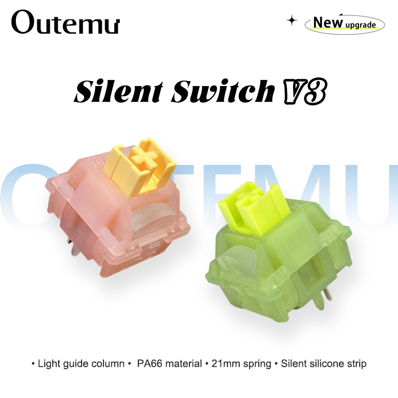 Outemu silent peach  v3 -kytkin, voideltu, silent lemon  v3 -kytkin, mekaaninen näppäimistö, lineaarinen taktiilinen 5 -nastainen vaihtokytkin,  pa66 esivoideltua pommia