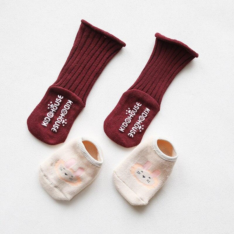 2 Pairs Knie Hohe Baby Socken Neugeborenen Baumwolle Warme Sockings Verdicken Winter Mädchen Baumwolle Cartoon Infant Baby Jungen Socken Anti slip: 4 / 0-1 years old