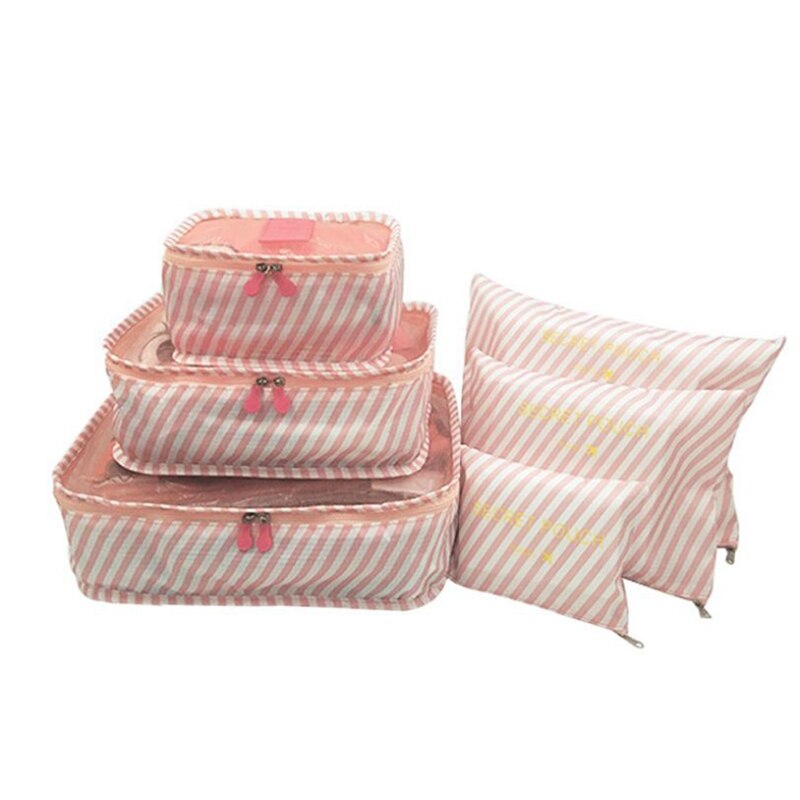 6 stücke Reise Lagerung Tasche Wasserdichte Kleidung Verpackung Cube Gepäck Organizer Set: Rosa