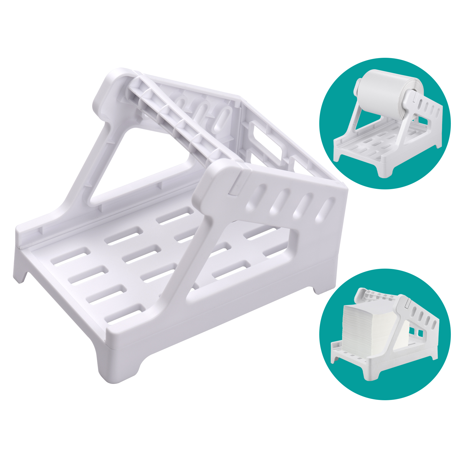 Label Holder for 4x6 Labels Printer Rolls and Fanfold Labels 2 in 1 Work for Desktop Themal Label Sticker Detachable