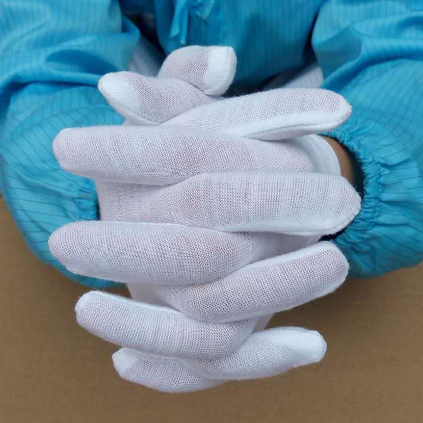 Guantes de trabajo blancos a prueba de trabajo, gruesos, de algodón, tela de algodón, delgados, medianos y gruesos, guantes de inspección de Wenwan