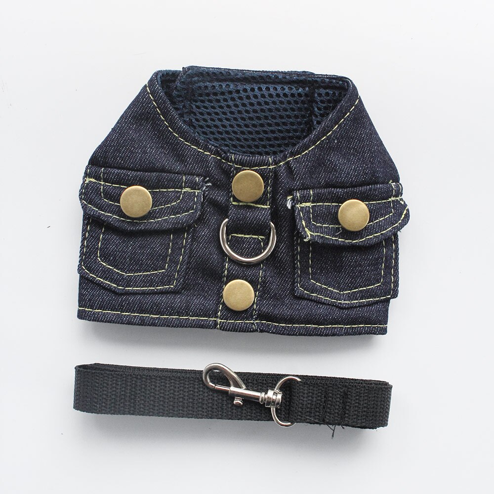 Väst liten hund grimma sele bly denim bröstband för hundar katt 6044039 husdjur valp leveranser sml: Svart / L