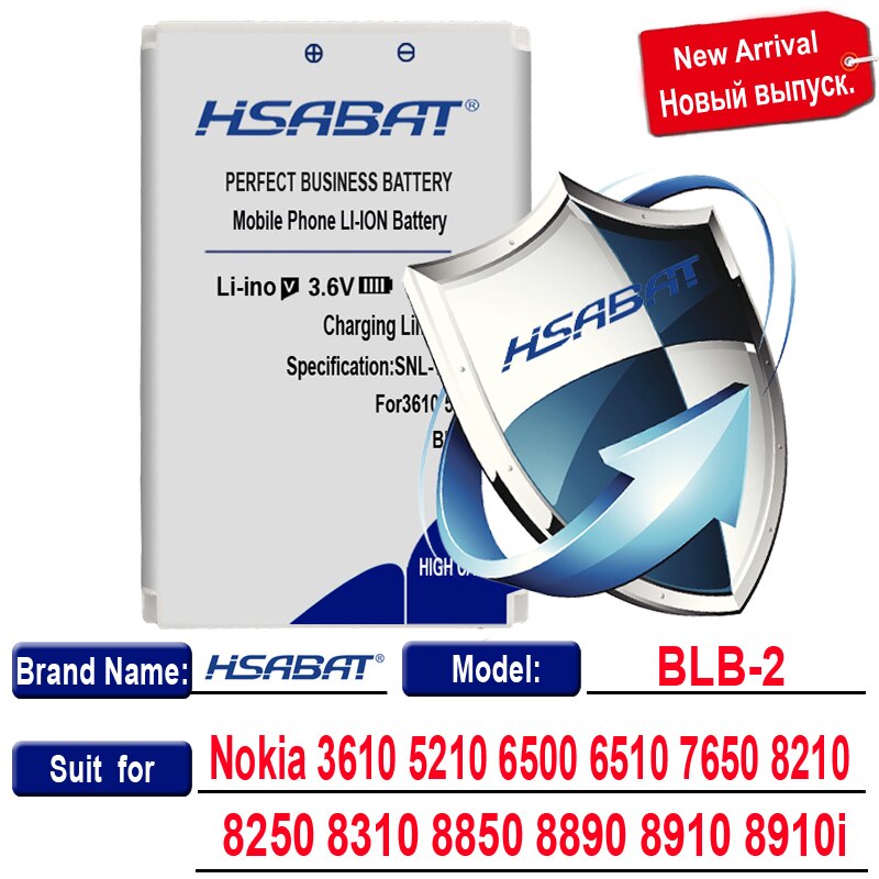 HSABAT Battery for Nokia BL-4B BL-4D BL-4C BL-4CT BL-4U BL-5B BL-5BT BL-5C BL-5CT BL-5J BP-5M BP-6X BL-6Q BLC-2 BLD-3 BLB-2: BLB-2