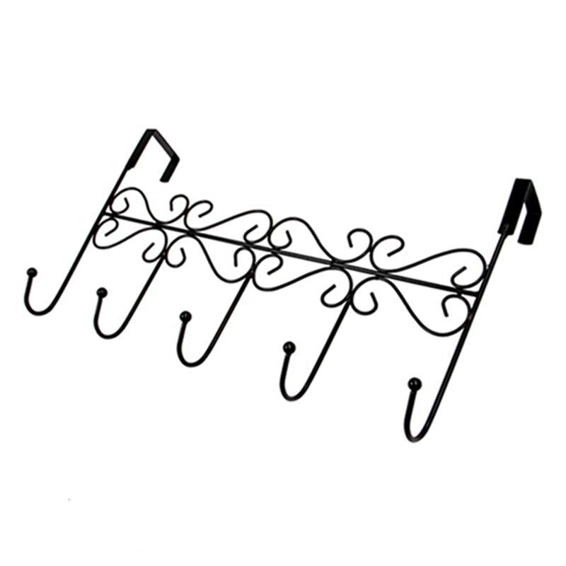 Hthl -5 deurs haken deur garderobekast kapstok haak strip wandgemonteerde garderobe kledinghaken zwart: Default Title