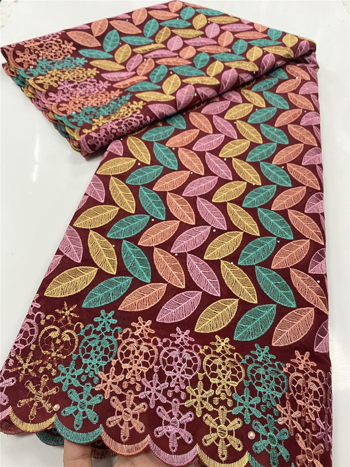 Tessuto africano del Merletto A Secco 2020 di Alta Qualità Nigeriano Tessuti di Pizzo di Cotone Svizzero Del Merletto Del voilà in Svizzera per Il Vestito Delle Donne YA3462B-2