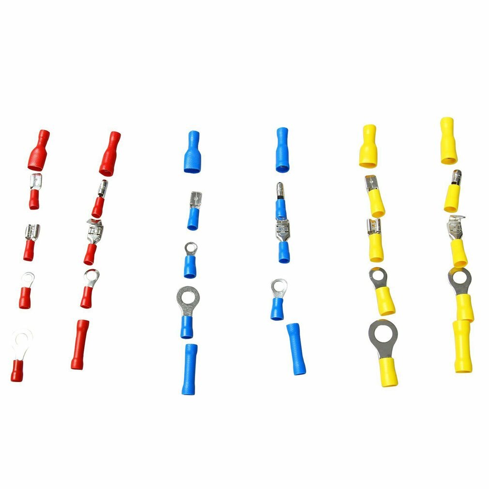 300Pcs Insulated Cable Electrical Connector With Pin Terminals Electrical Wire Crimp Rolled Ring Spade Fork Kit