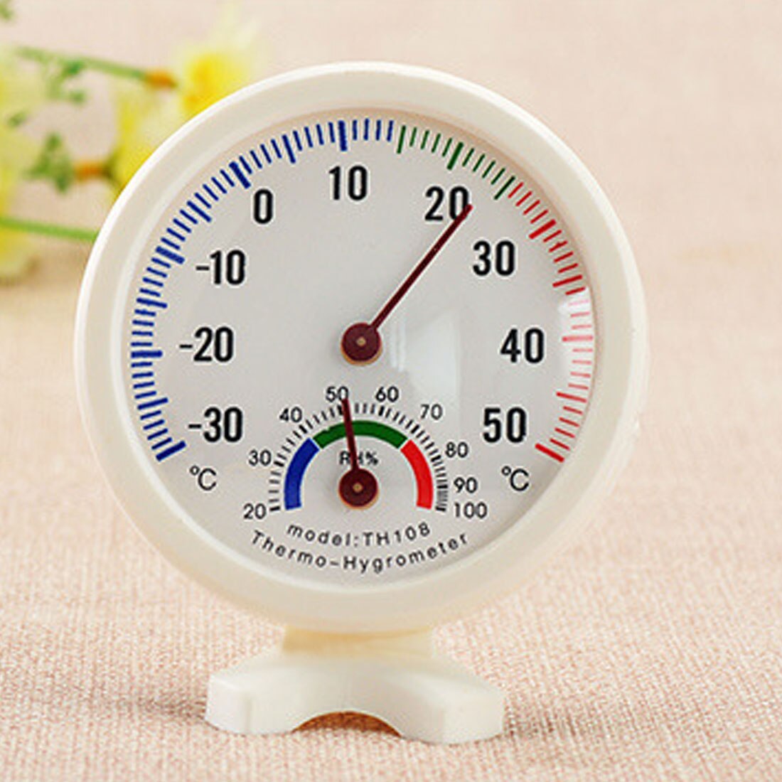 Mini Round Clock-shaped Measuring Indoor Outdoor Wall Temperature Humidity Thermometer Meter Gauge Thermometer Hygrometer