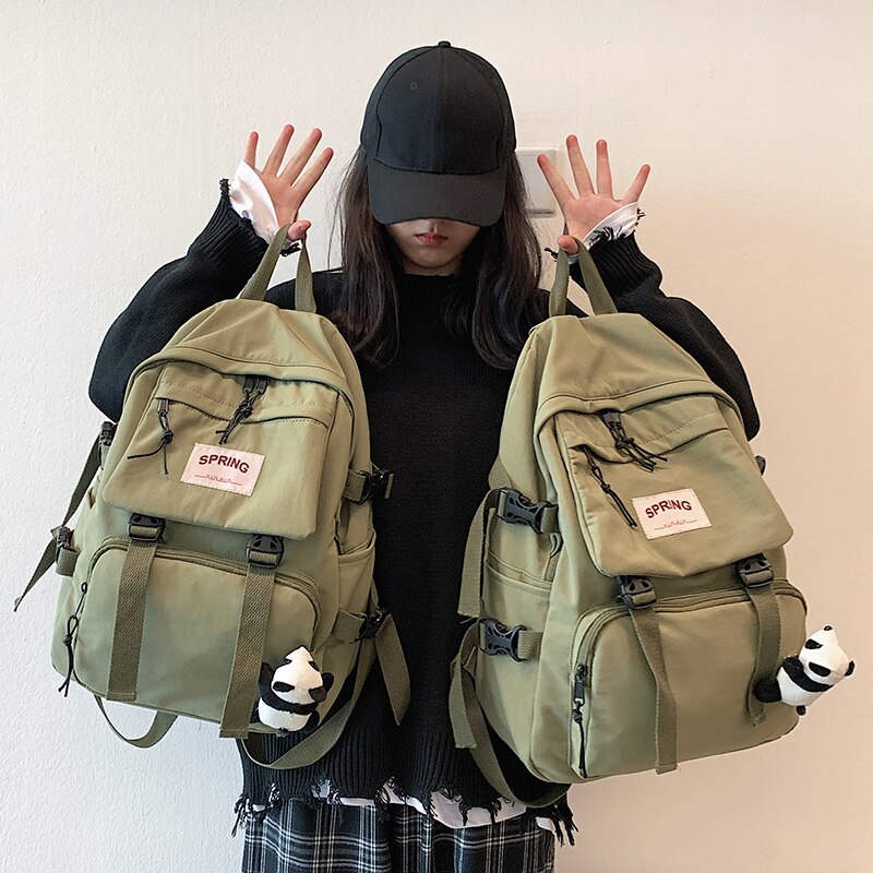 Sac à dos coréen grande capacité pour femmes, , poupée Panda, dessin animé, décontracté, Harajuku, chic, Ulzzang, Vintage, Punk, mignon