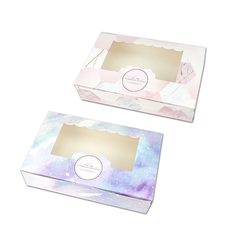 12pçs caixa de presente de papel com janela, lembranças de festa de casamento, galáxia, embalagem de bolo de presente para doces, biscoitos, cupcake estrela estrela: Mix L1-L2