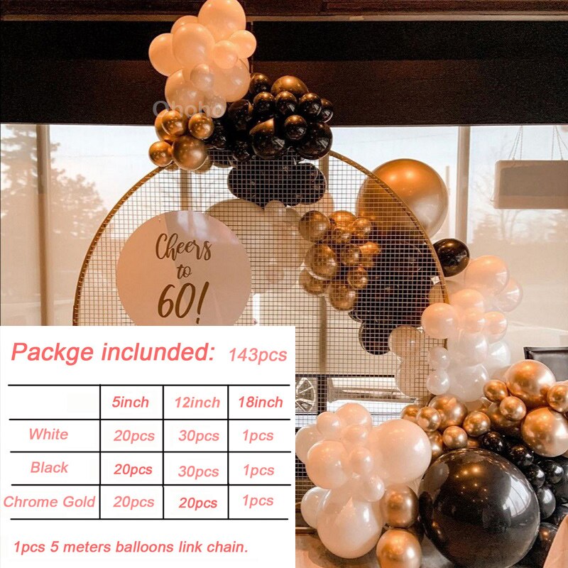 Pink White Black Gold Balloon Arch Kit Baby Birthday Party Decoration Bride Wedding Christening Baptism Globos Background: balloon arch 2