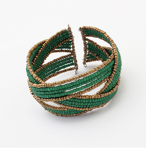 5 colori 2016 Della Boemia Etnico Perline Braccialetti da Tutto il braccialetto Del Polsino Aperto A Più Strati Perline Croce Bracciali e Braccialetti Delle Donne pulseira: verde