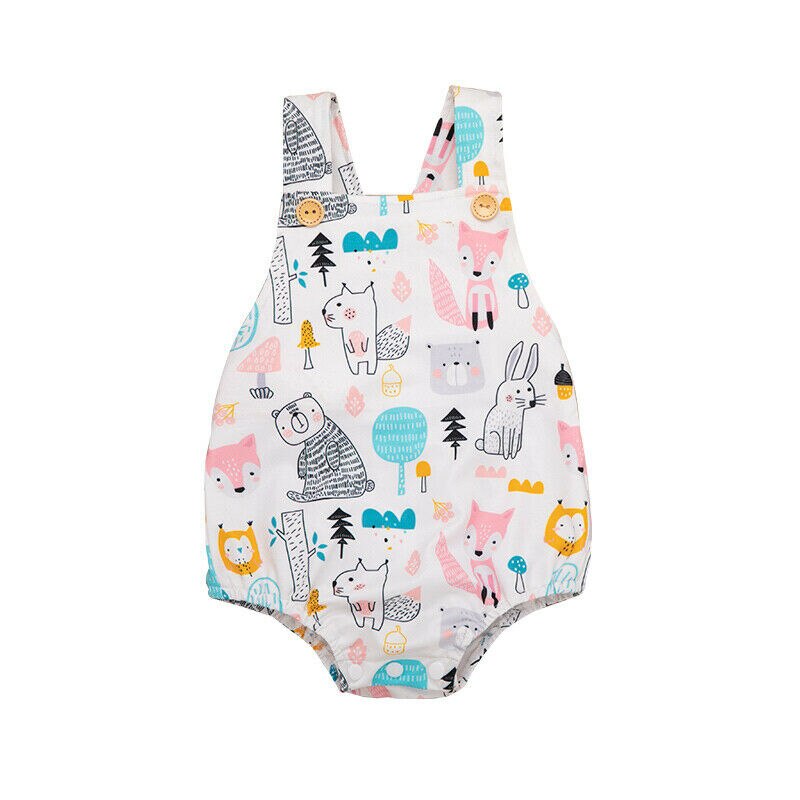 Baby Baby Boy Meisje Animal Print Bodysuit Mouwloze Knop Mooie Jumpsuit Kleding Outfits 0-24M: 2 / 6m