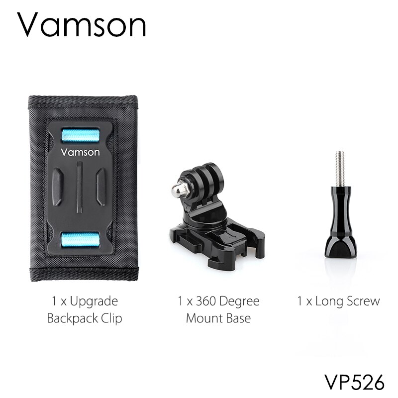 Vamson-accesorios para GoPro 10, 9 y 8, montaje de abrazadera con Clip para mochila, para Go Pro Hero 7, 6, 5, 4, Yi, 4K, SJCAM, EKEN Action Camera: VP526