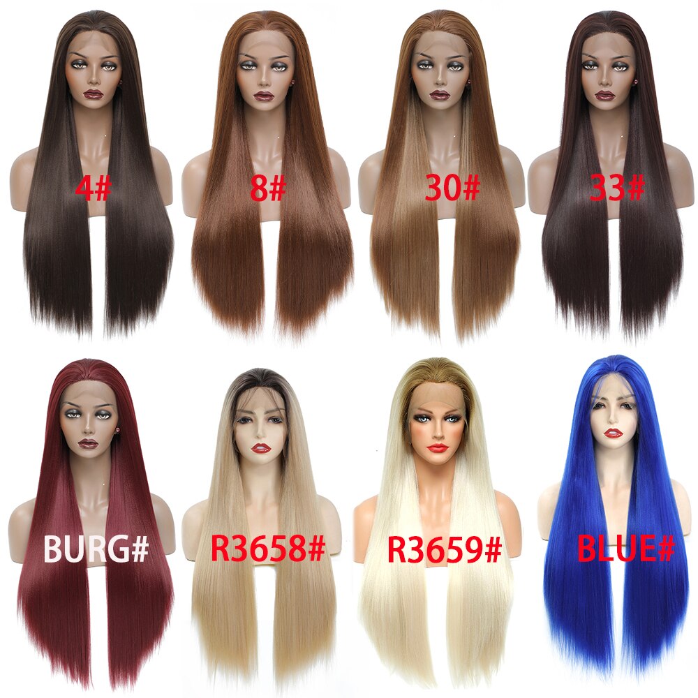 X-TRESS 13X3 Lace Front Synthetic Wigs For Women Black Colored Free Part Long Straight Soft Natural Daily Hair Wig 150% Density