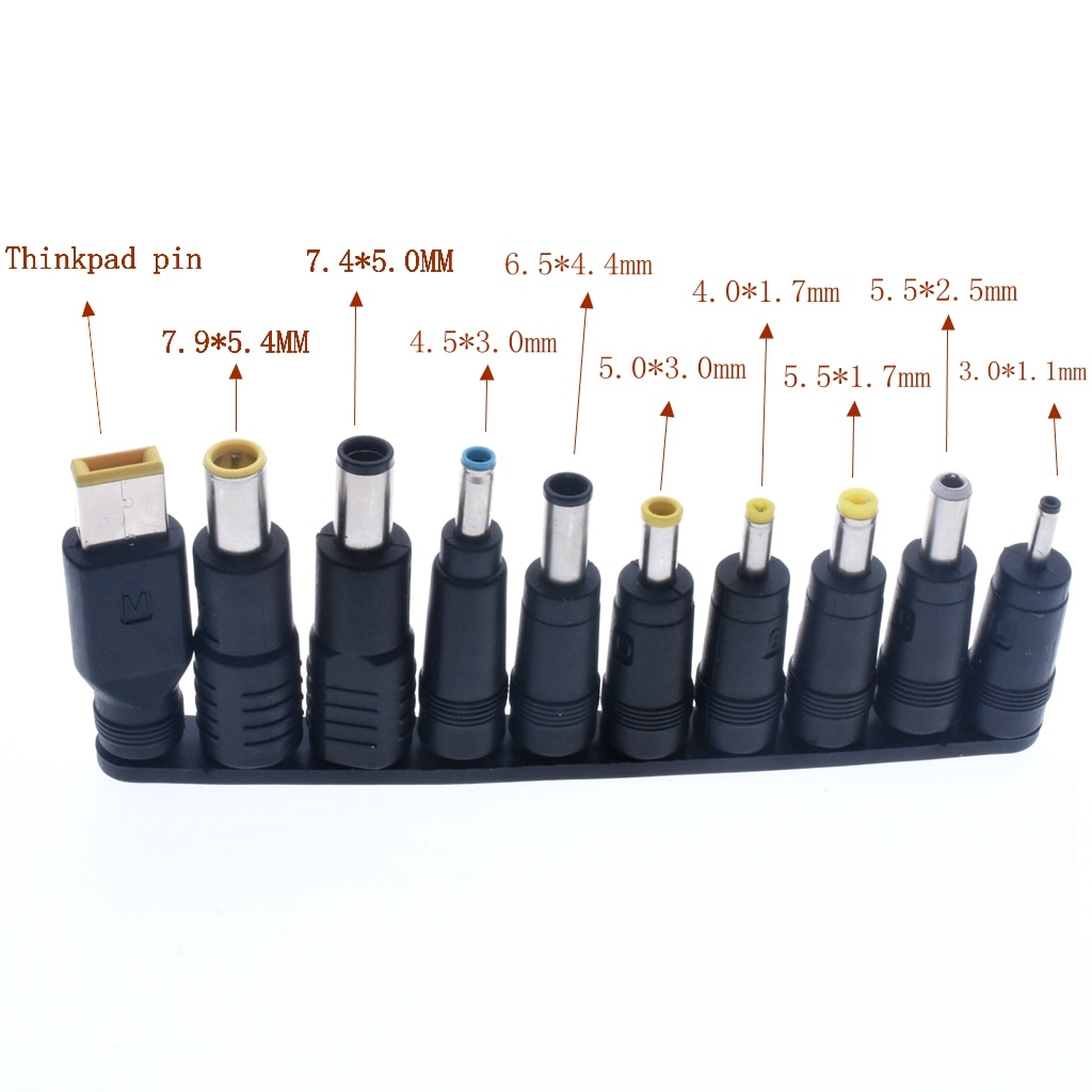 Adaptateur universel 10 pièces/ensemble | Pour ordinateur portable, chargeur d'alimentation cc, embouts d'adaptateur, connecteur Jack à brancher, charge