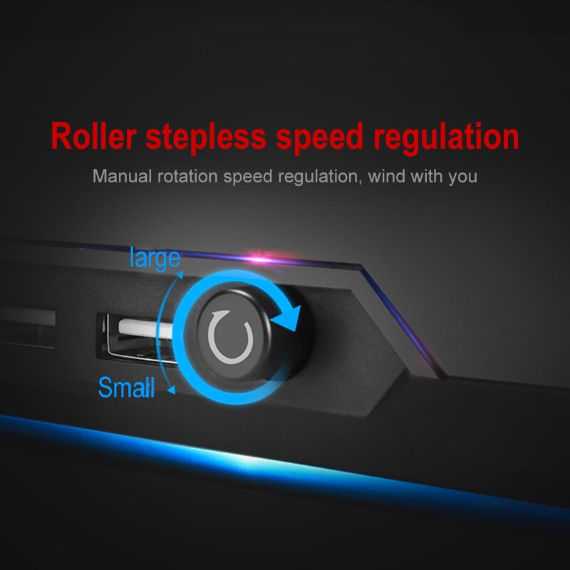 Llano 17 tommer gaming laptop køler to ventilator laptop kølepude dobbelt usb porte, led surround stum notebook radiator stativ