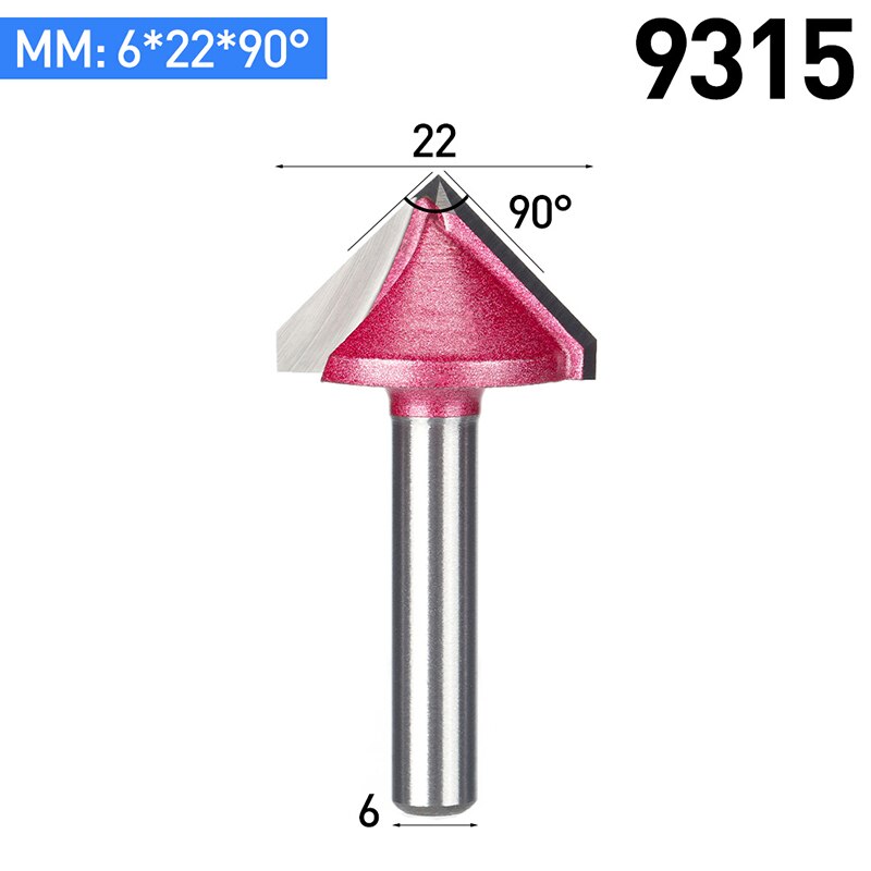 Huhao 1 Pc 6 Mm V Bit Cnc Vhm Mill 3D Frezen Voor Hout Tungsten Houtbewerking Mdf frees 60 90 120 150 Graden: 9315