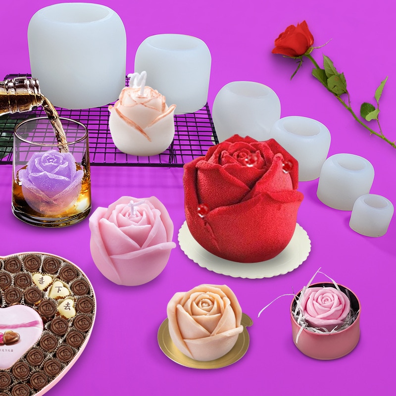 Rose Bloem Siliconen Mal Rein Mold Valentijnsdag Mousse Cakevorm Epoxy Handgemaakte Kaars Zeep Silicone Mold Fondant Gereedschap