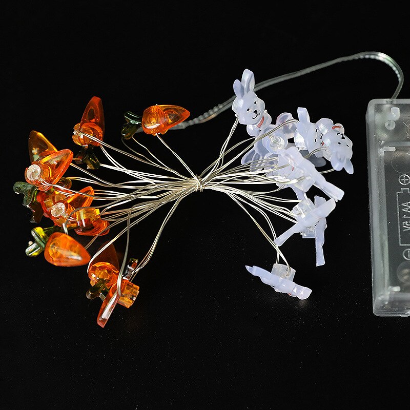 Guirlande lumineuse LED en forme de lapin, carotte, pâques, coquille de mer, lumières féeriques de la saint-valentin, pour chambre à coucher, pour enfants, fête de pâques
