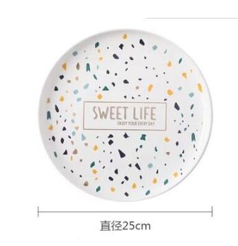 black and white dinner plate dish Terrazzo plate dish Dinnerware Set: 2