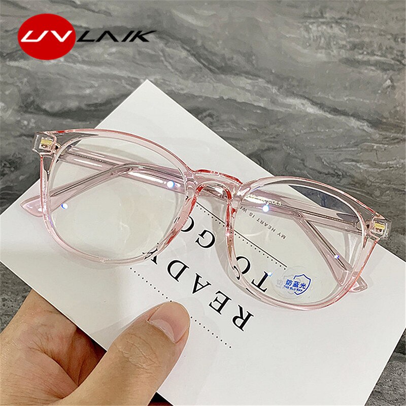 UVLAIK TR90 Glassses Frame Women Men Anti Blue Light Transparent Optical Spectacles Vintage Computer Eyeglasses Frames