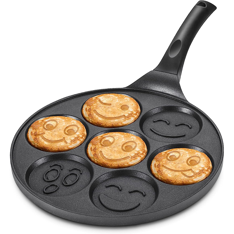 Lmetjma Smiley Pannenkoekenpan 100% Antiaanbakplaat Pannenkoekenmaker Met 7 Unieke Gezichten Voor Ontbijtmagie Jt196