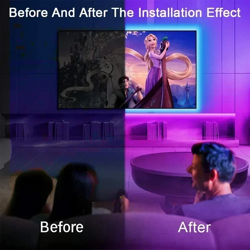 Bande lumineuse Led Usb 1-30M RGB 5050, Bluetooth, Wifi, contrôle par application, synchronisation de la musique, lumière Led, rétro-éclairage TV, ruban Flexible